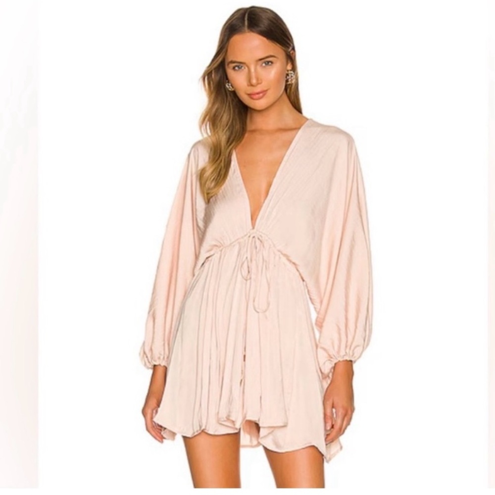 Women’s Free People Arzel Baloon Sleeve Blush Long Sleeve Mini Dress - Picture 2 of 8